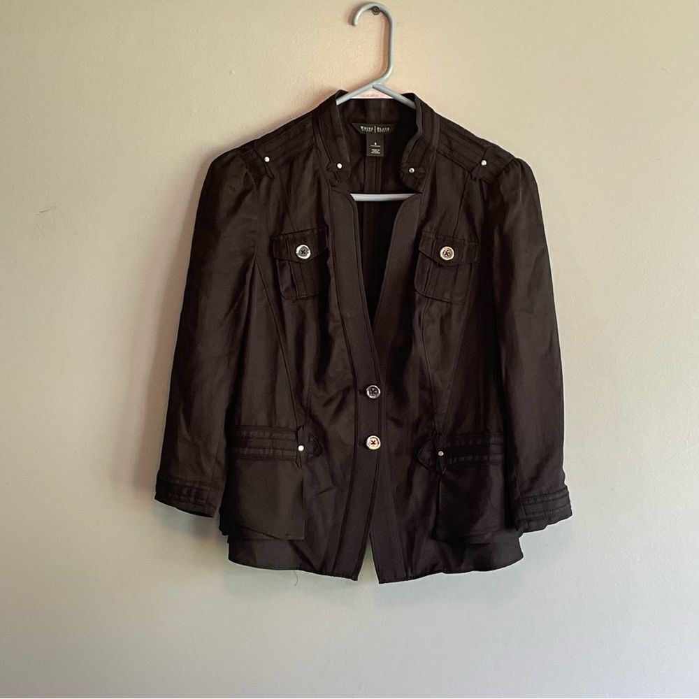 White House black Market women’s Regimental folded Peplum military jacket size 4